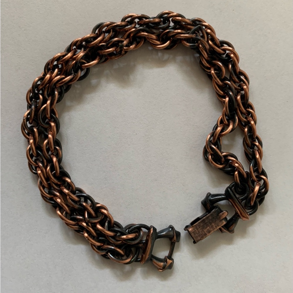 New vintage copper thick double link double chain bracelet